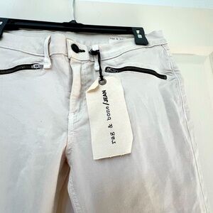 Rag & Bone Cream Skinny Jeans with Zipper Accents